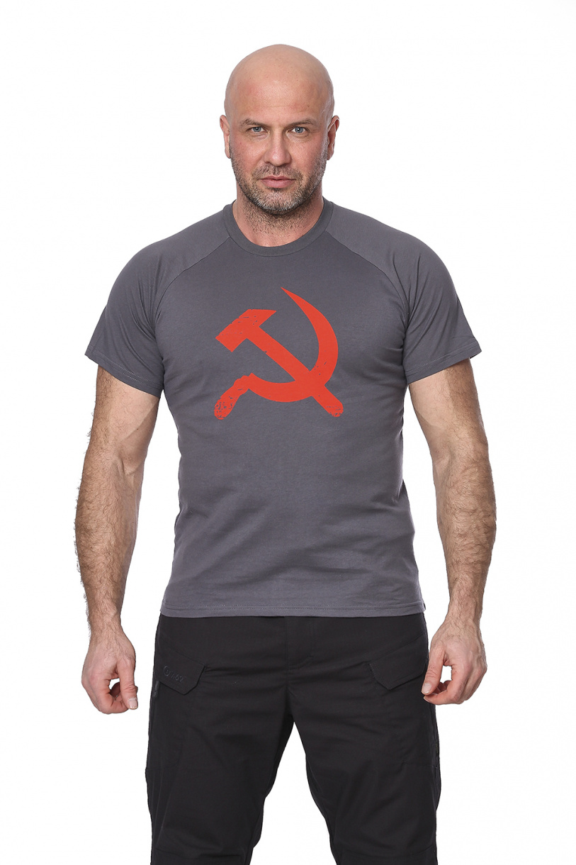Футболка "USSR"(СССР) (хлопок, серый) 7TS-09GR